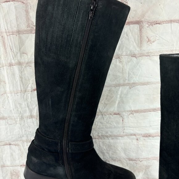 Clarks Women's 8 M Black Suede Plaza Steer Buckle Tall Riding Zip Boots - Picture 13 of 14